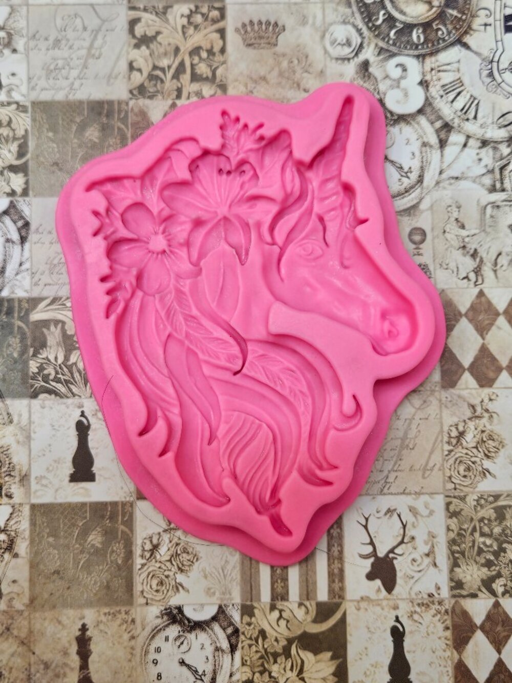 Pink Unicorn Floral Silicone Mold